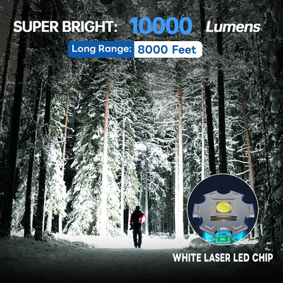 Linterna LED recargable 10000 lúmenes 5 modos IPX6