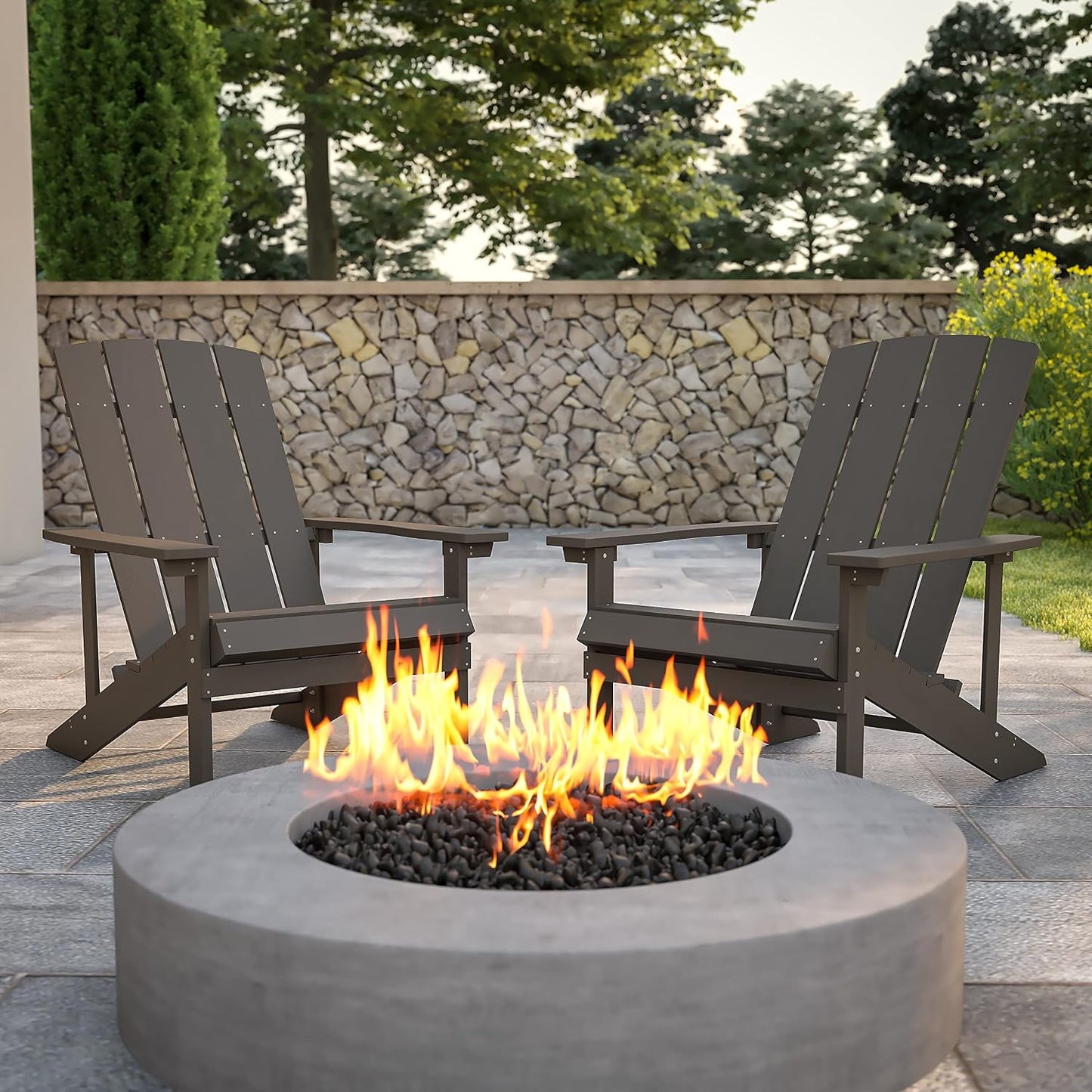 2 Pzas Sillas Adirondack Poliresina Color Gris