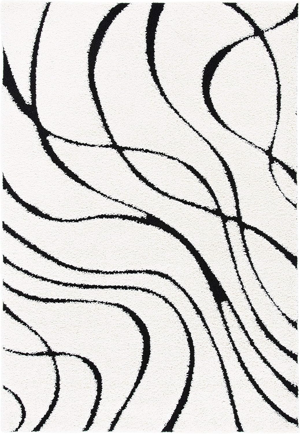 Alfombra decorativa 2'3"x5' marfil y negro no pelusa