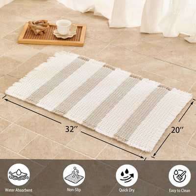 Tapete baño antideslizante bohemio 20x32pulg color blanco