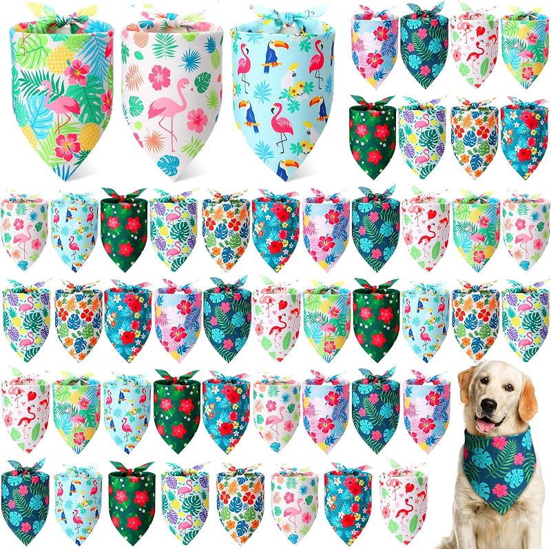 50 Bandanas Hawaianas para Perros Ajustables Triangulares