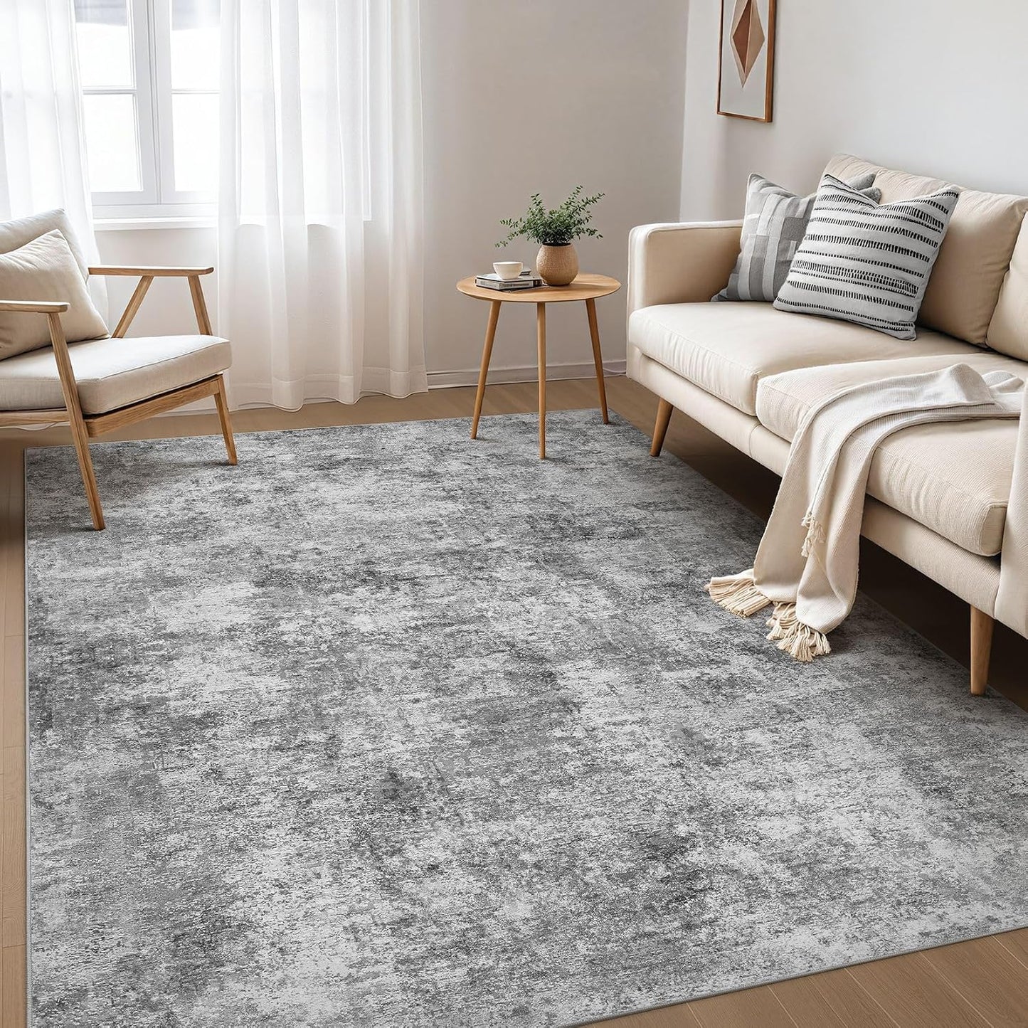Alfombra 6x9 neutra lavable antiderrap para sala dormitorio