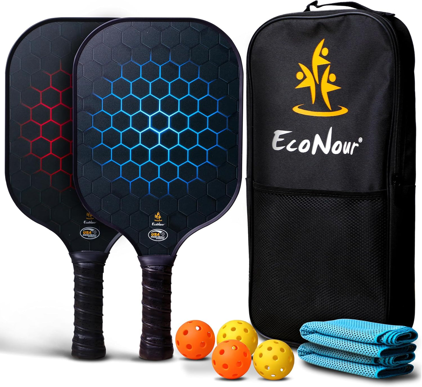 Set pickleball fibra vidrio ligera antiderrap