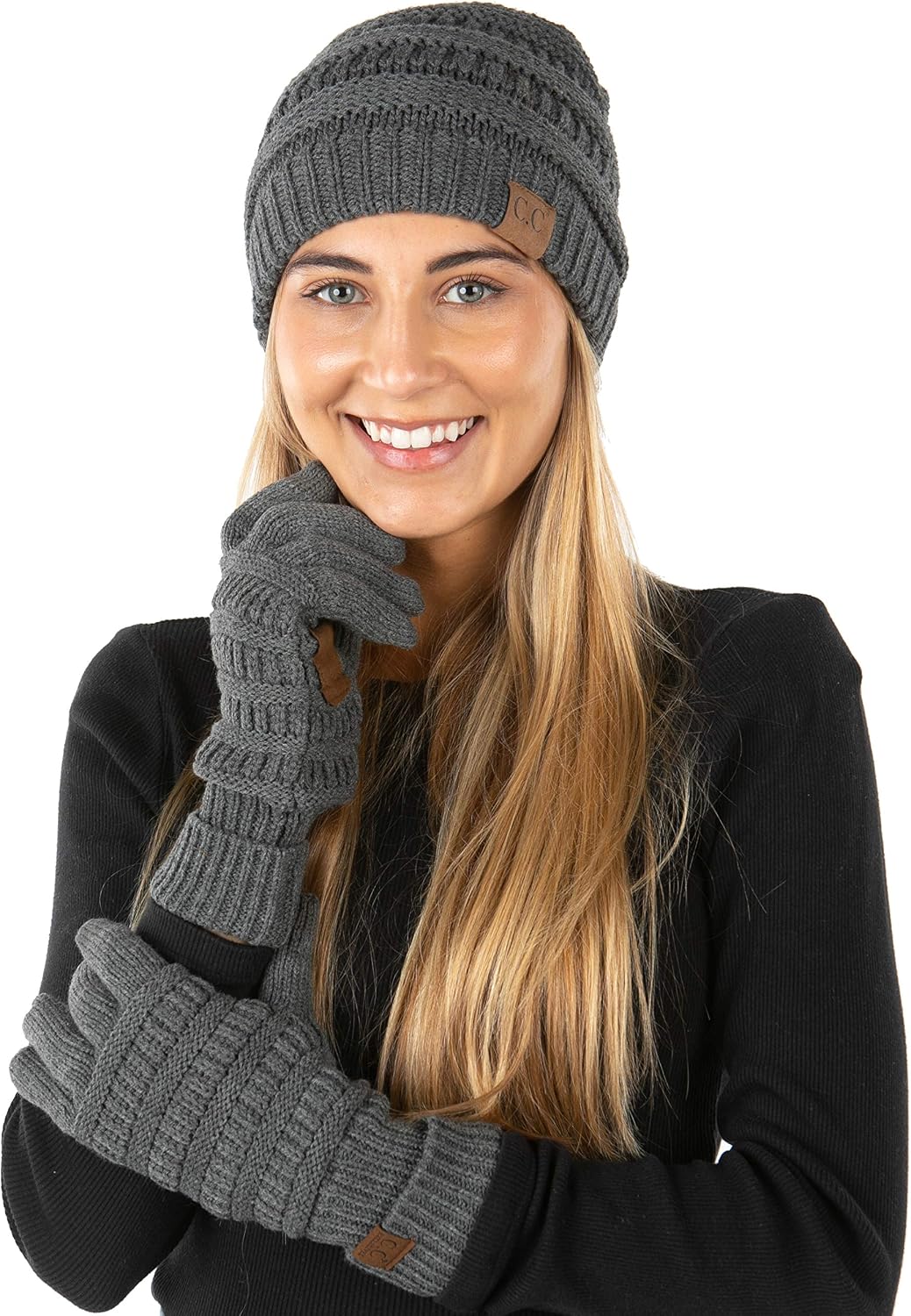 Gorro holgado con guante tactil forrado