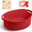Cesta regalos roja tejida 12x8x5pulg duradera con cintas
