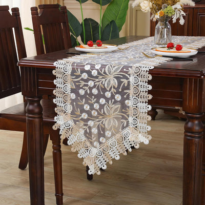 Mesa encaje bordado floral 16x59pulg decoración hogar