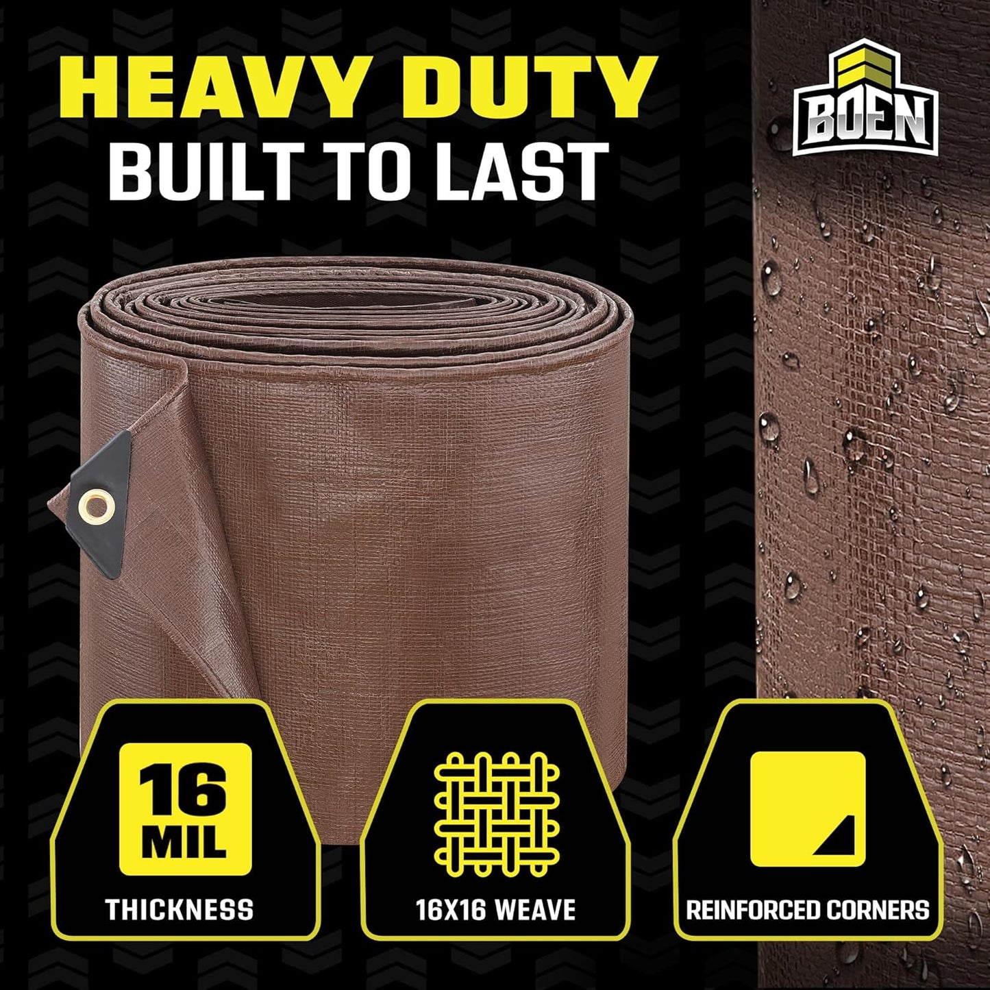 Lona impermeable resistente UV 4x20pies color marrón