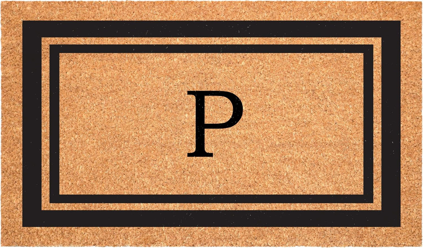 Felpudo monograma letra P 24x36pulg borde negro