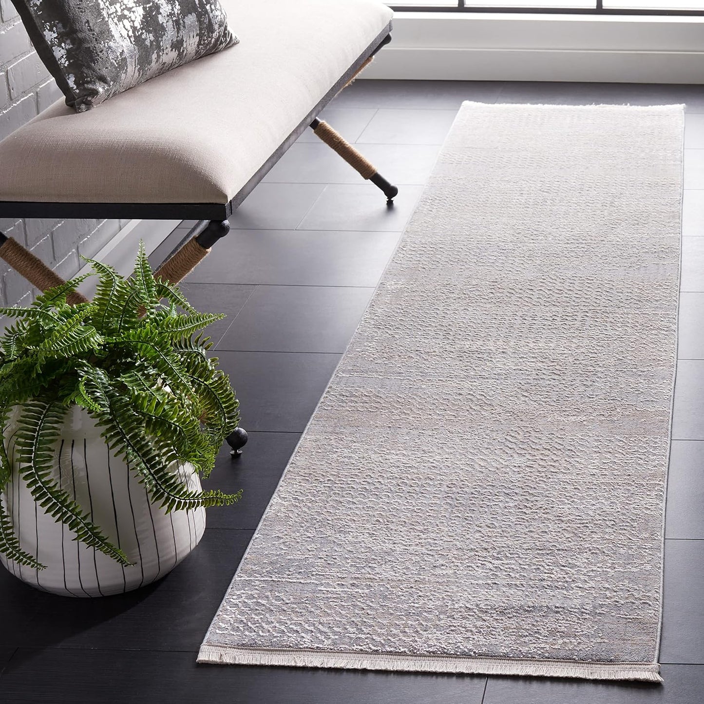 Alfombra pasillo 2x8ft gris azul beige diseño moderno