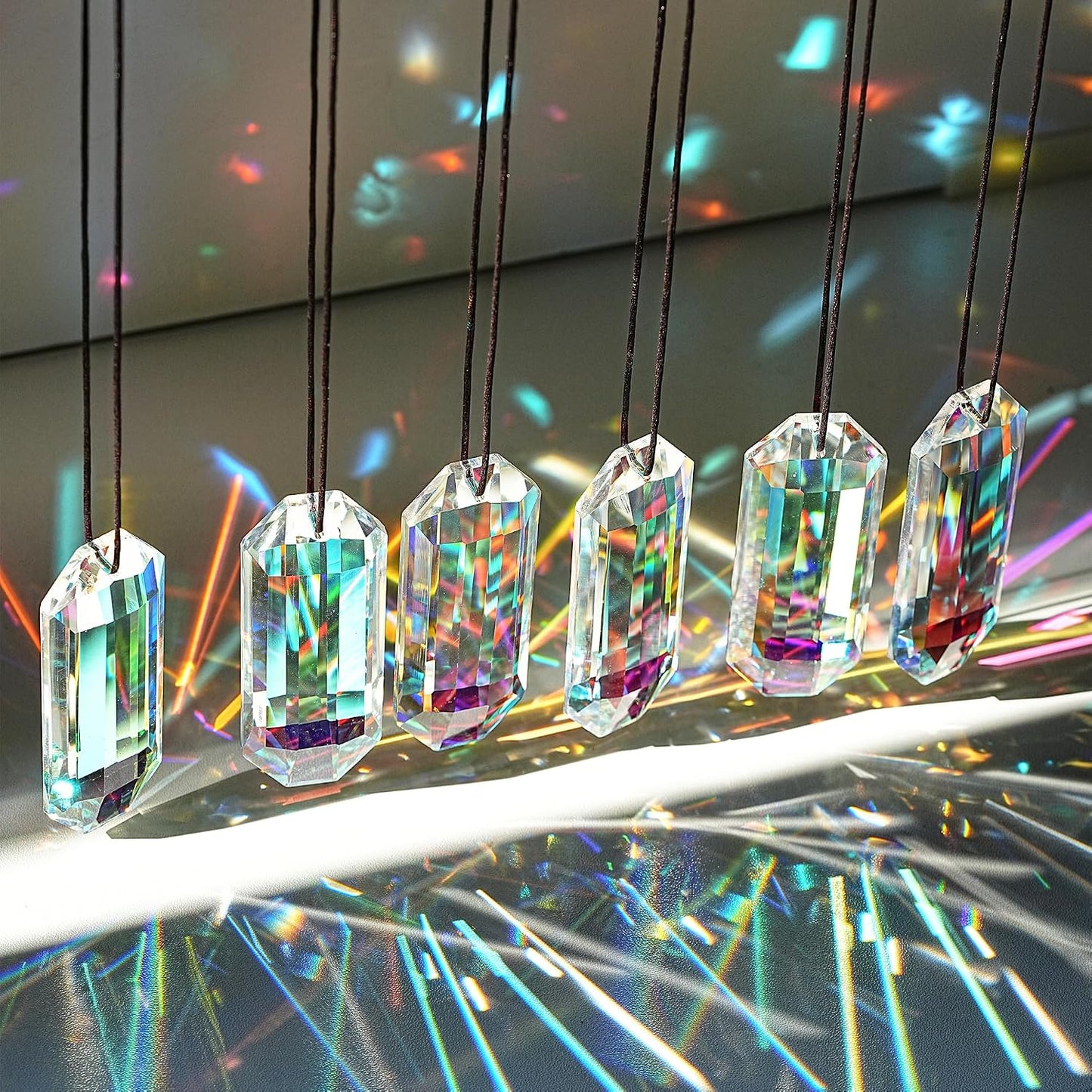 6 Atrapasoles Cristal 3" Colgantes Arcoíris Ventanas