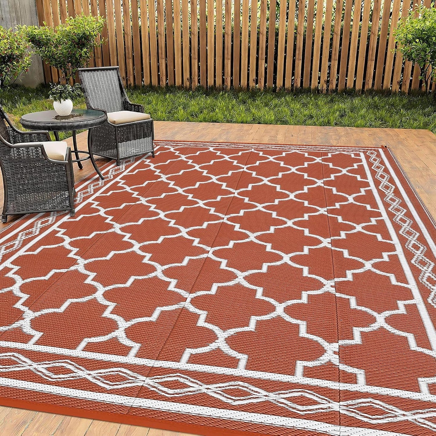 Alfombra exterior 8x10" impermeable plegable reversible