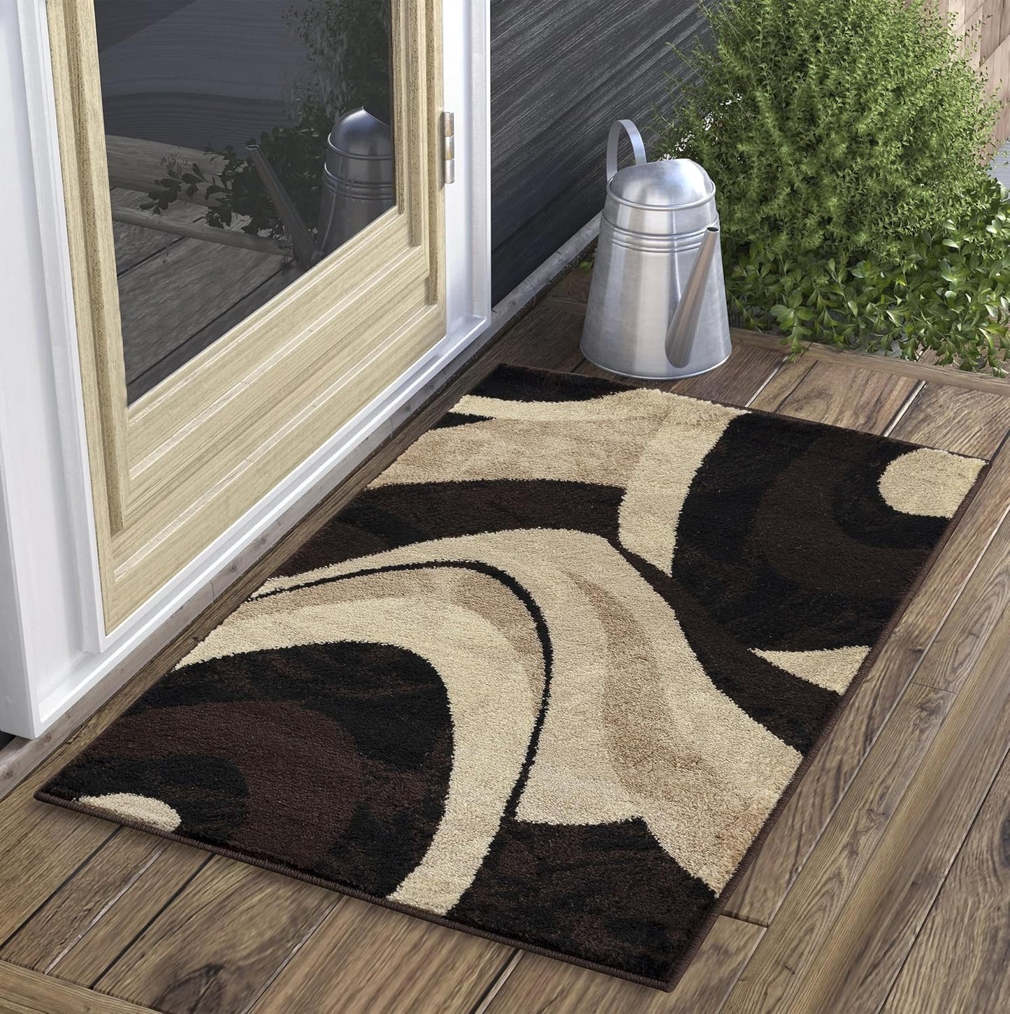 Alfombra moderna con espirales marrón/beige 2x3ft