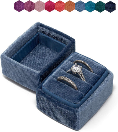 Caja terciopelo anillos geométricas hexagonal ovalada