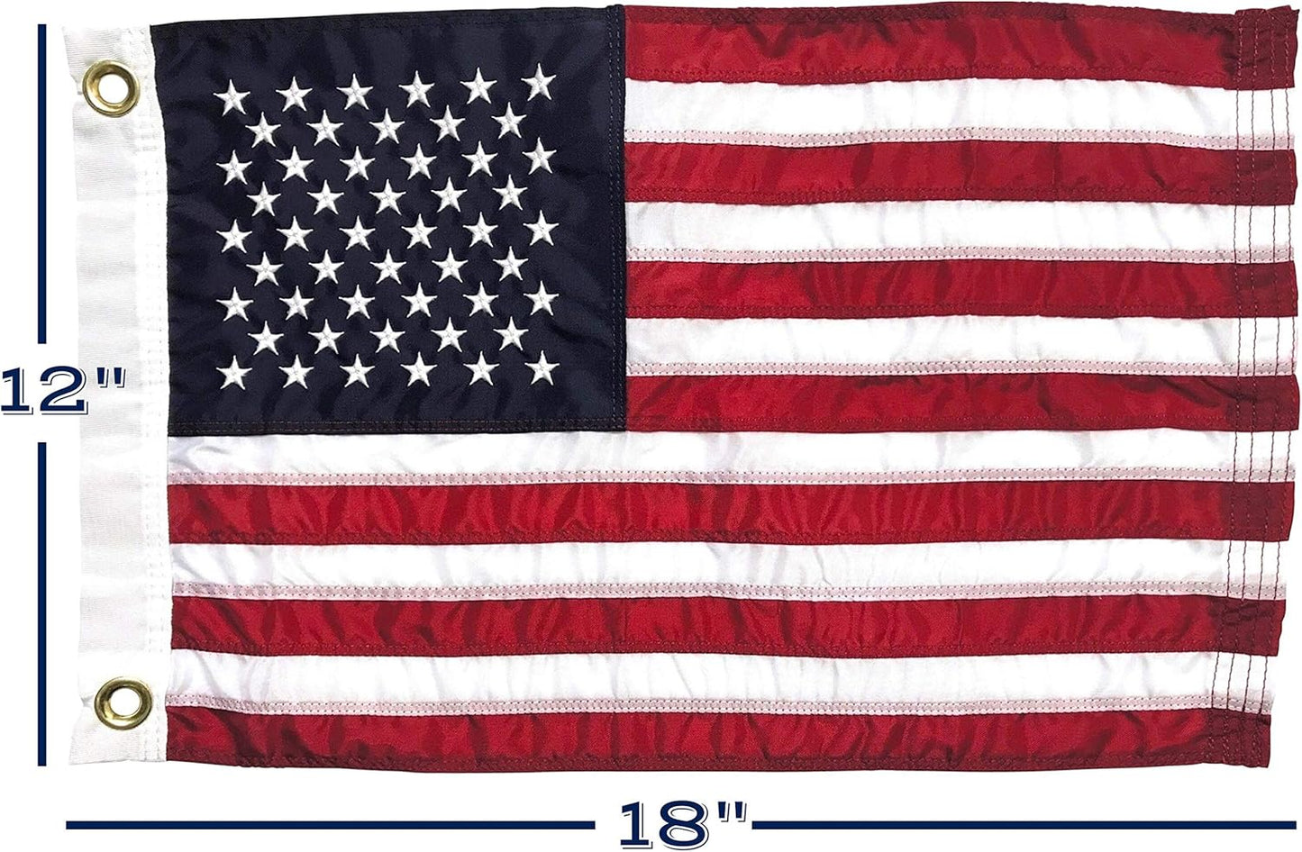 Bandera EE.UU. 12x18pulg nylon marino resistente ojales latón