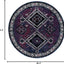 Alfombra redonda Hamadan 6'7" morado y negro diseño oriental