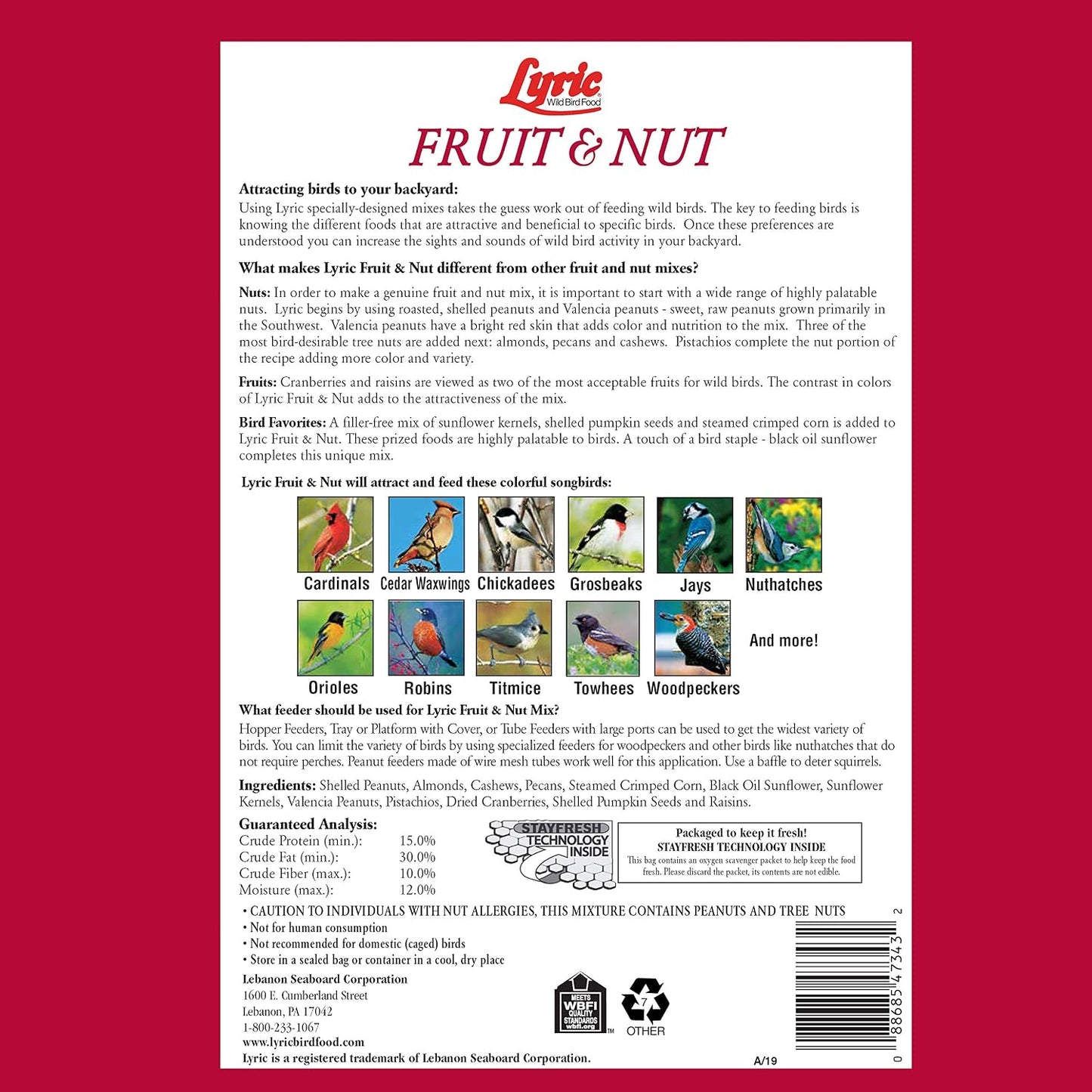 Semillas aves silvestres frutas nueces 10lb (2x5lb)