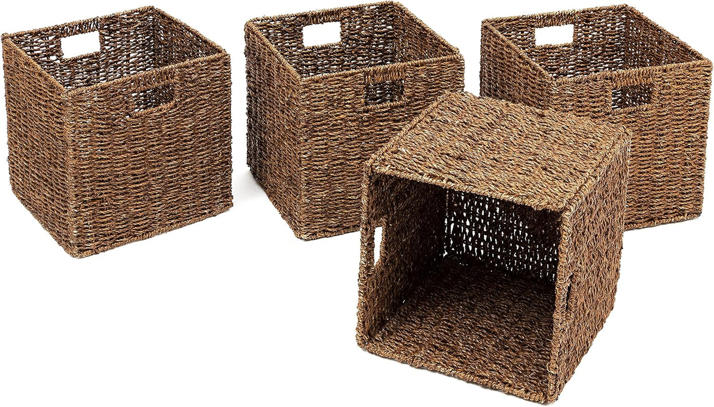 Cesta almacenamiento plegable set 4 marrón