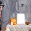 Paño espeluznante Halloween 600x40" gris ventanas puertas