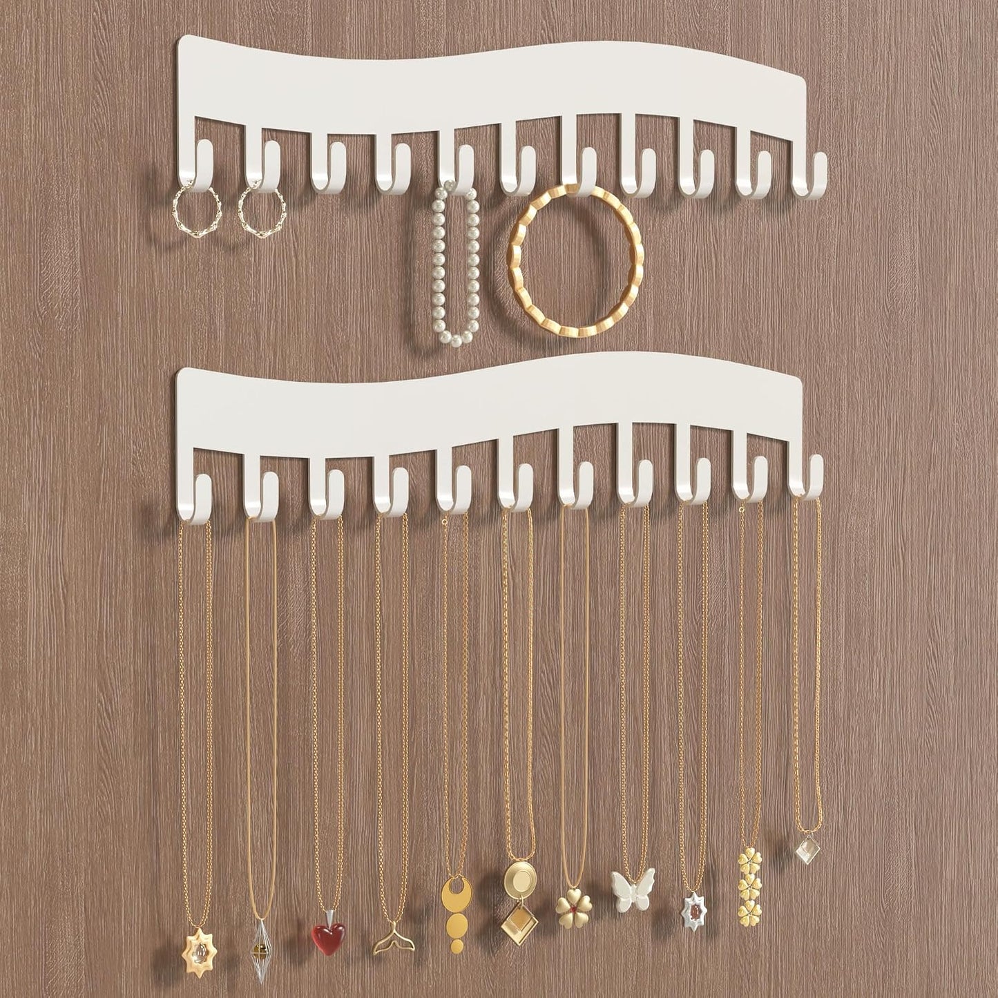 Soporte pared para collares blanco organizar joyas