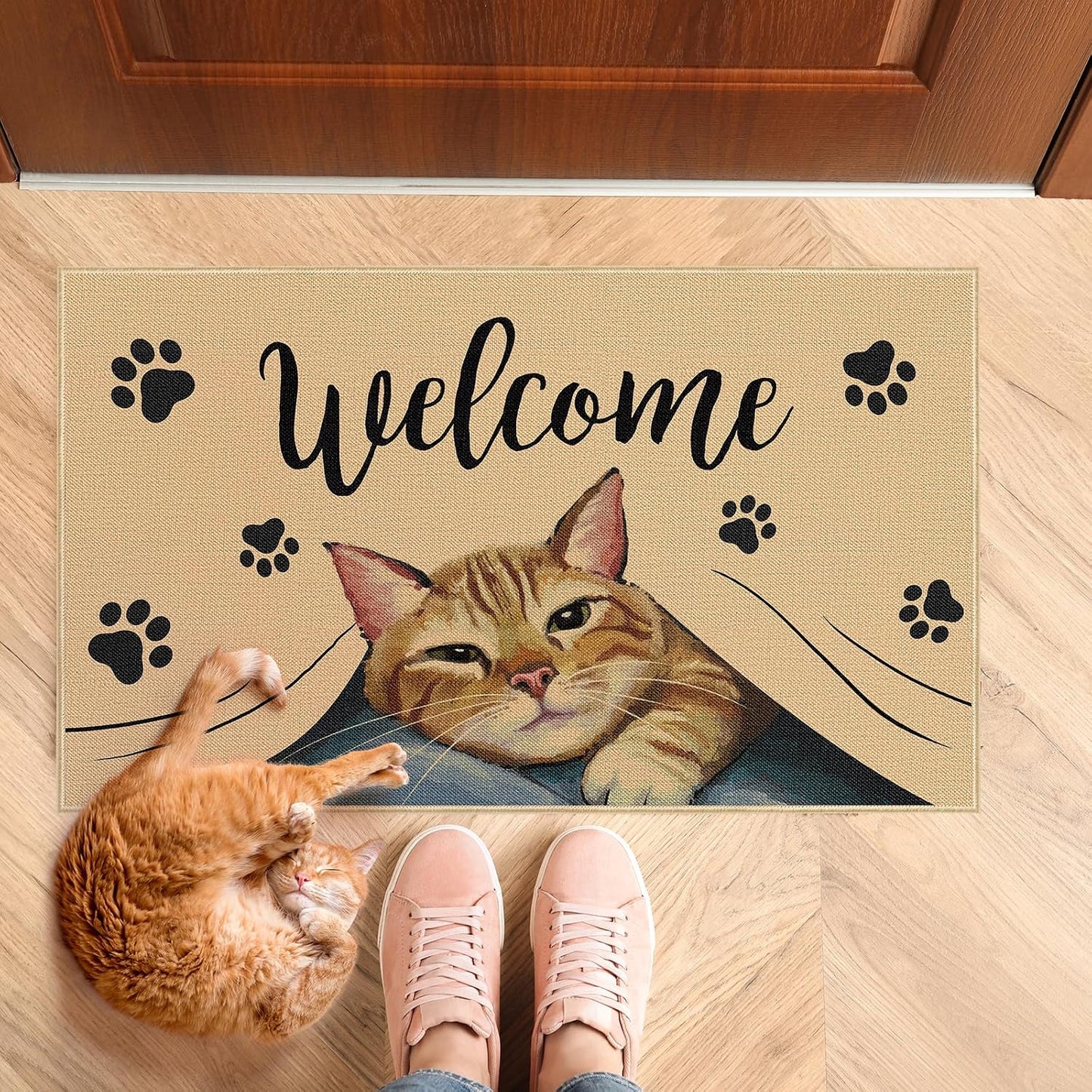 Tapete bienvenida gato antiderrap 29x17"