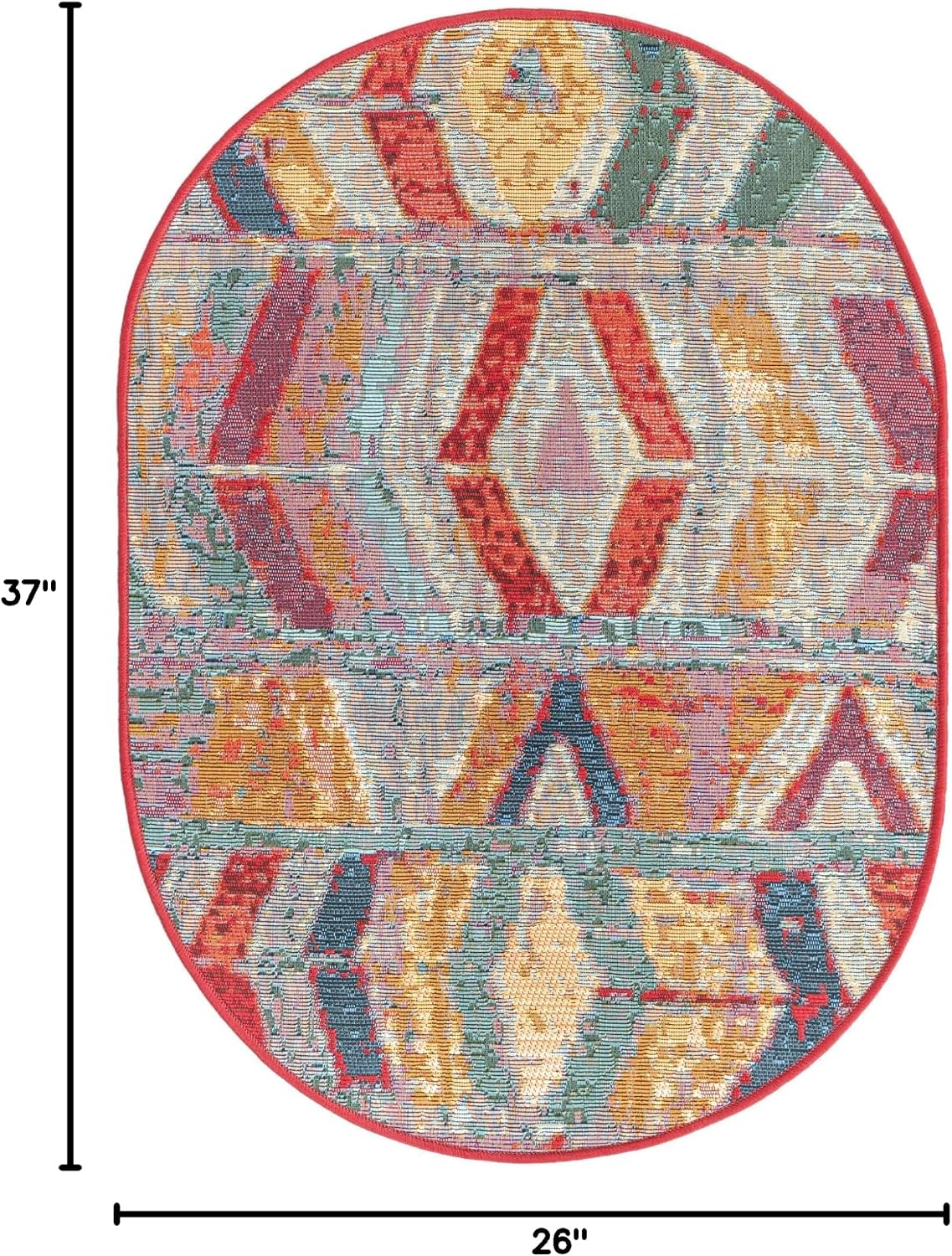 Alfombra área oval tamarindo 2'2"x3'1" multi/borgoña