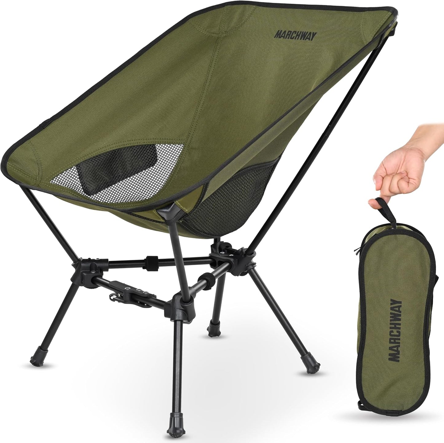 Silla camping plegable ultraligera bloqueo resorte verde