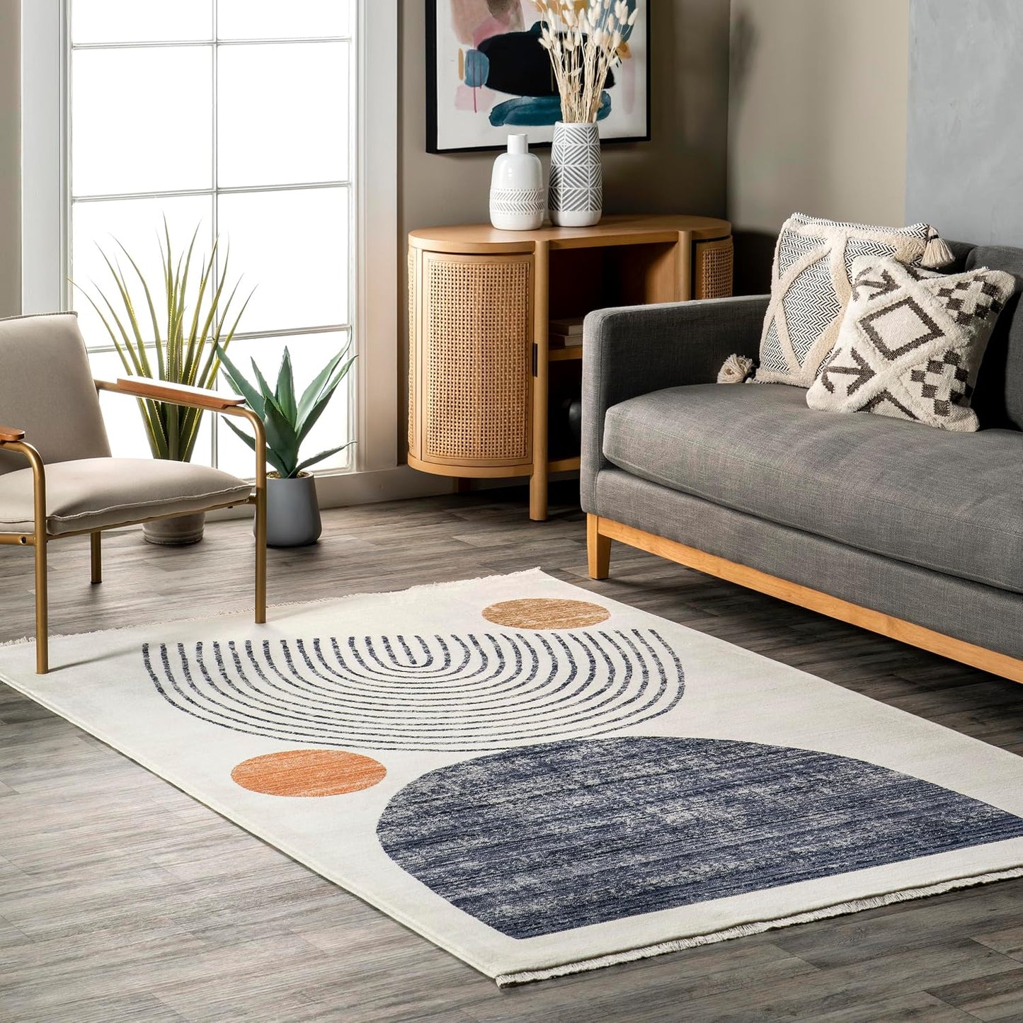 Alfombra dormitorio 2x4'4" beige resistente manchas