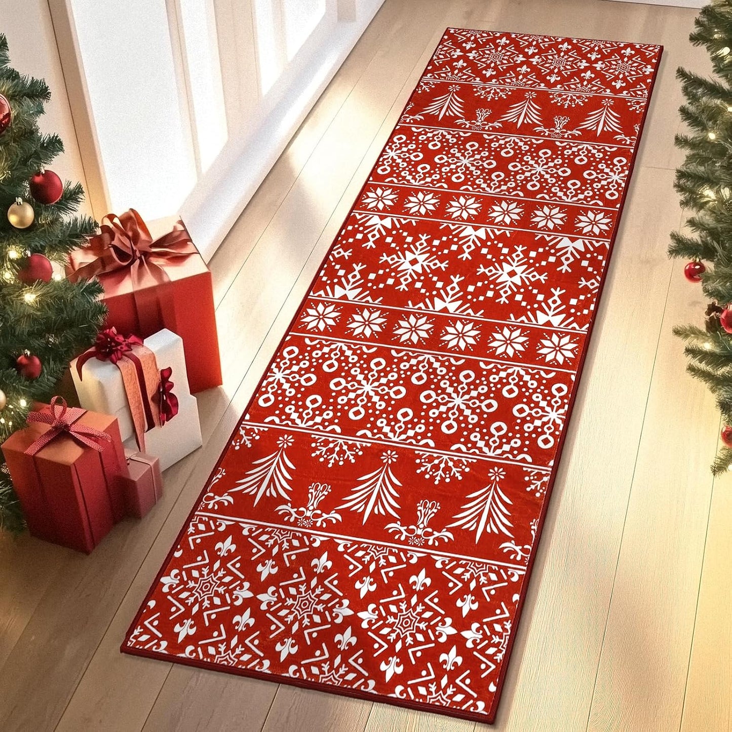 Alfombra pasillo navidad 2x6ft antiderrap suave pelo bajo