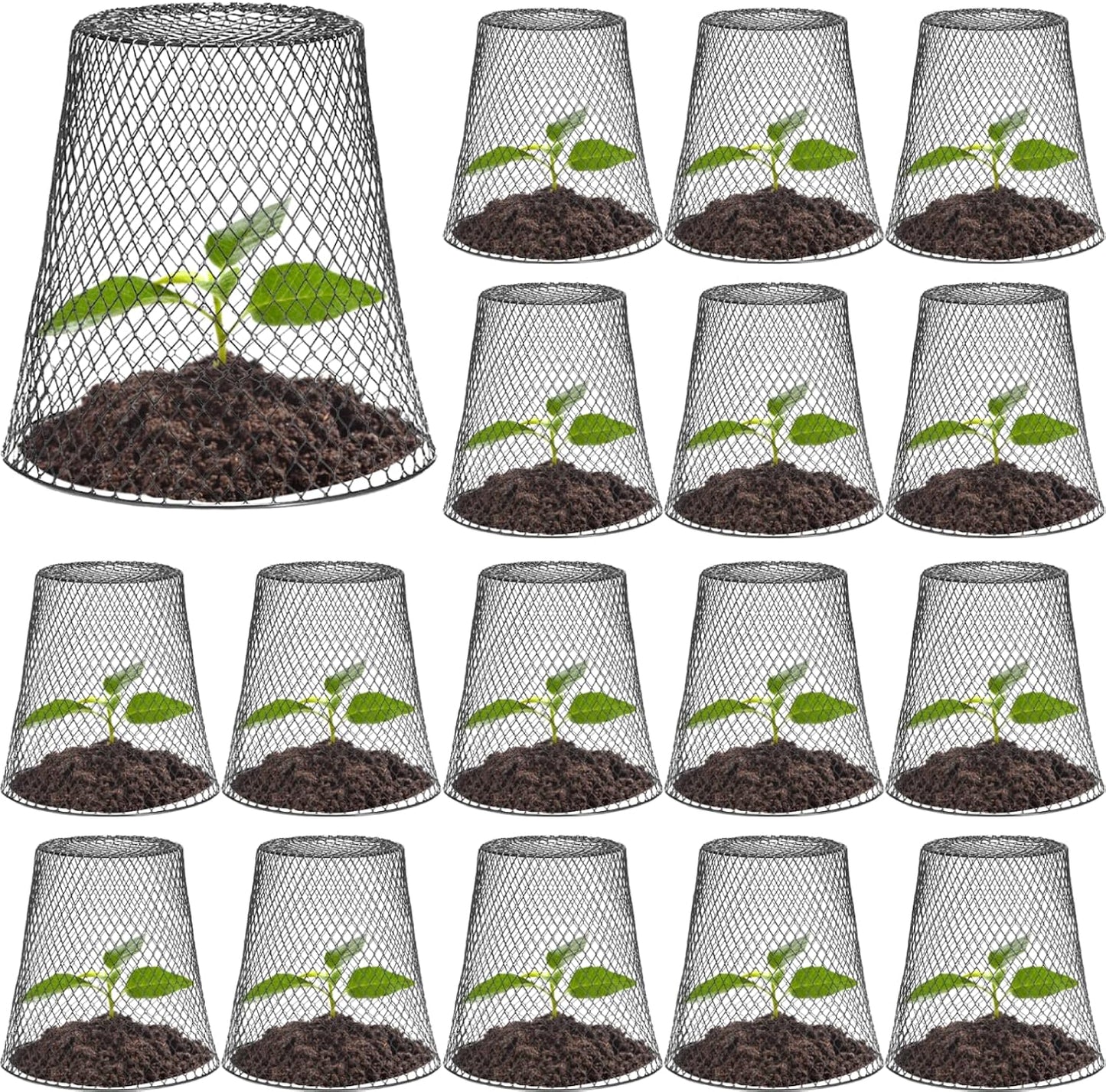 24 Pzas Cubierta Cloche Alambre Metal para Plantas con 48 Estacas