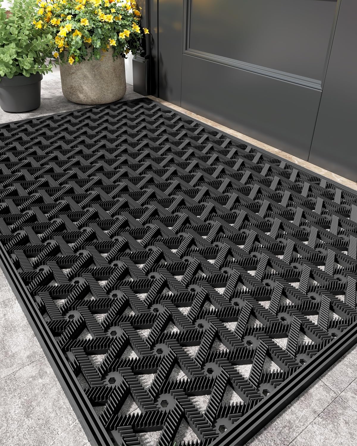 Tapete puerta exterior impermeable con drenaje 24x36pulg