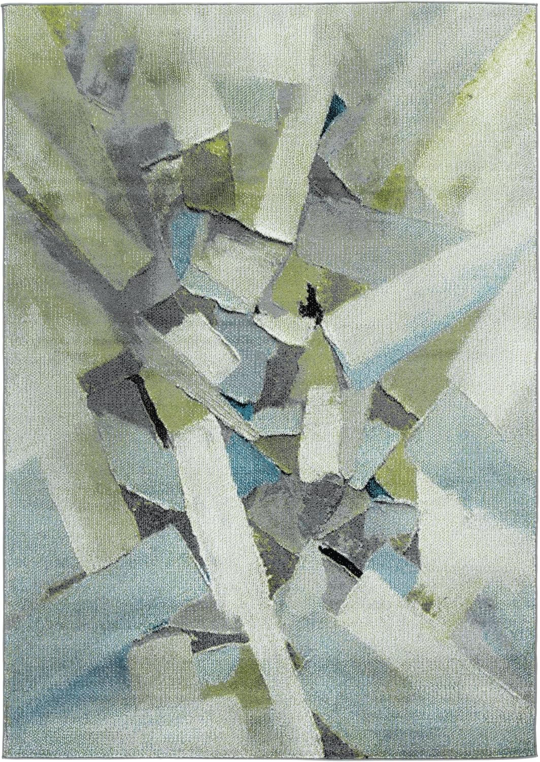 Alfombra 4x6ft patrón abstracto moderno verde y gris sala