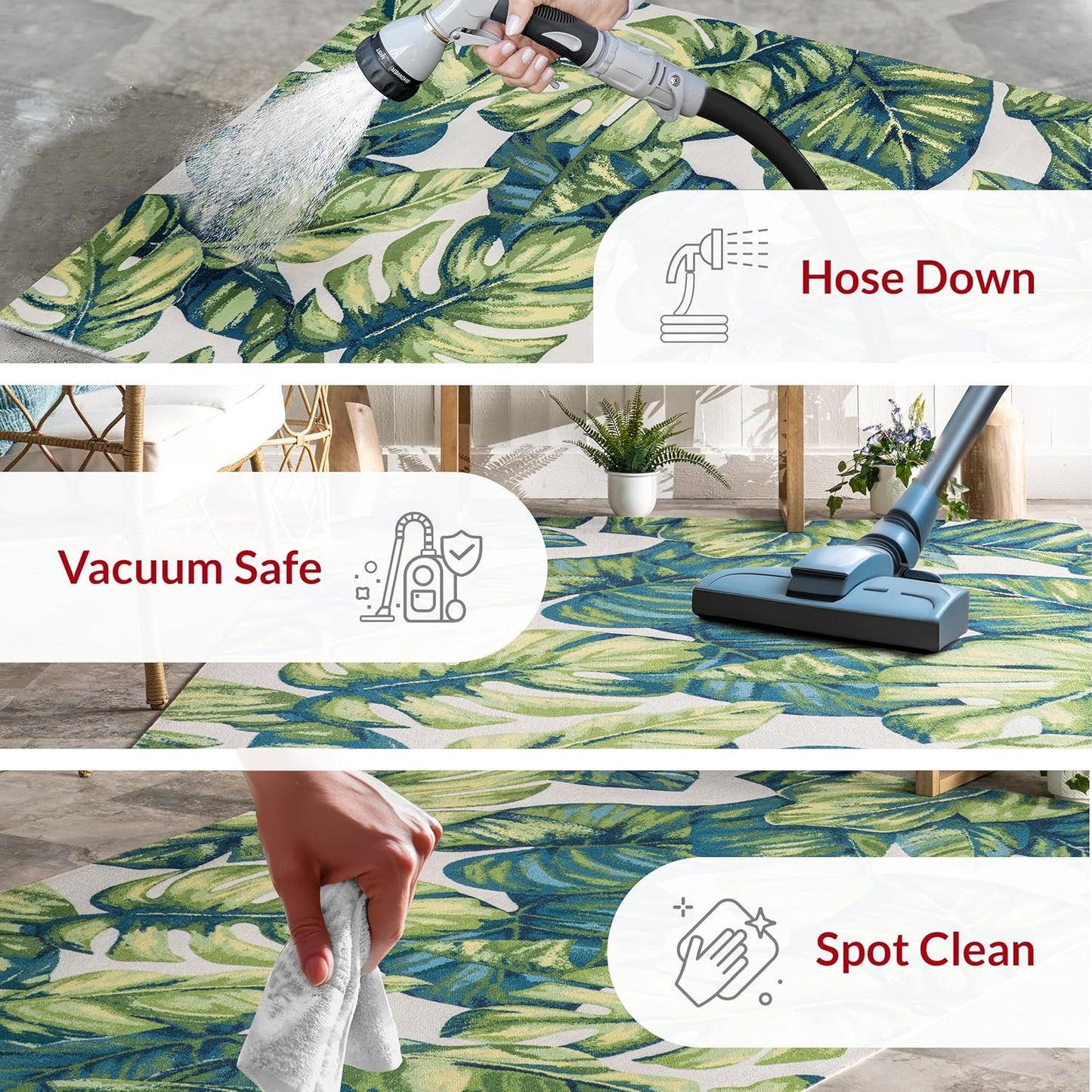 Alfombra Lisa con flores para interiores 4ft²
