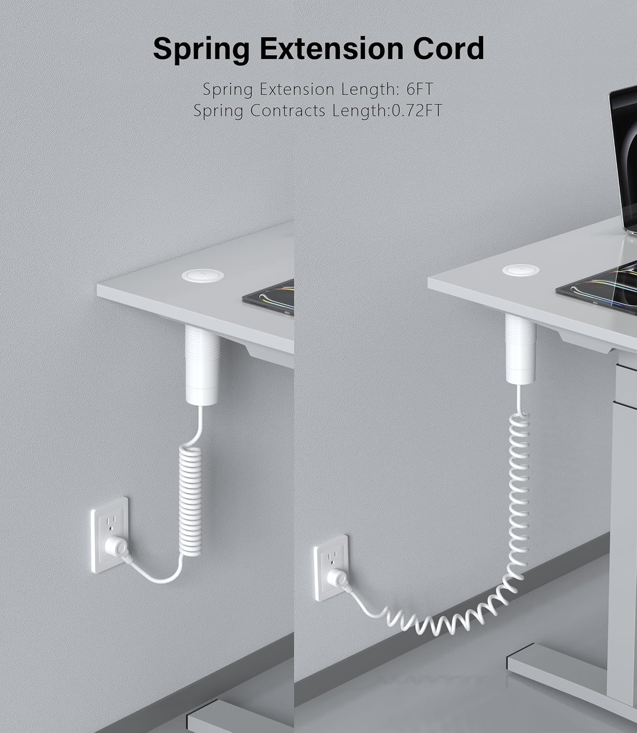 Toma corriente desplegable encimera USB C 20W 6.5pies blanco