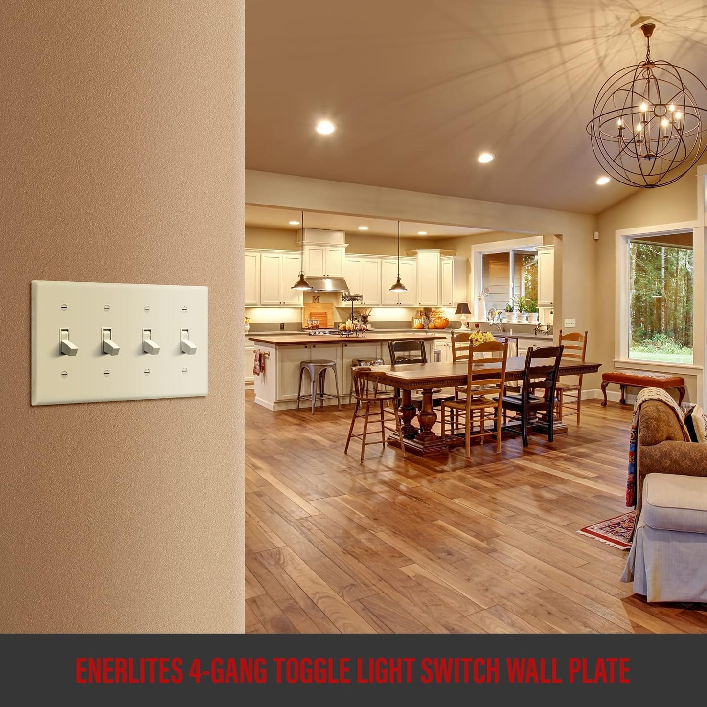 Placa pared interruptor luz 4 palancas 4.50x8.19 policarbonato