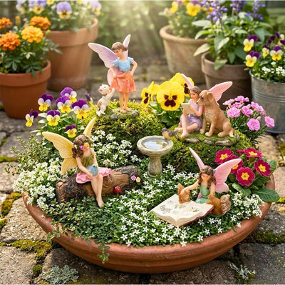Kit 5 Pzas Hadas y Animales Miniatura para Jardín