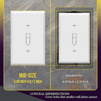 Placa pared interruptor luz palanca 4.88x3.11" blanco