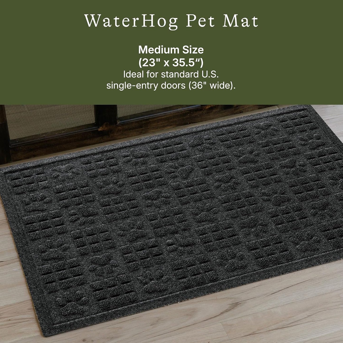 Tapete puerta 2x3ft antiderrap diseño pata perro carbón