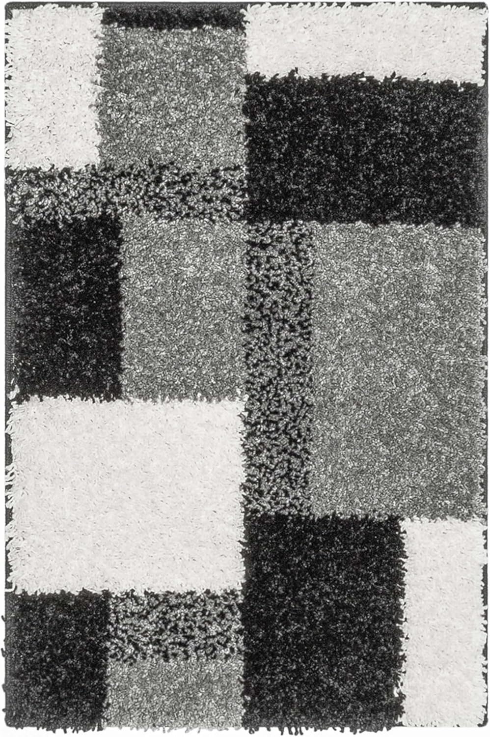 Alfombra felpa gruesa 9x12ft color negro contemporáneo