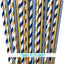Pajitas aluminio azul marino y dorado rayas 100uds