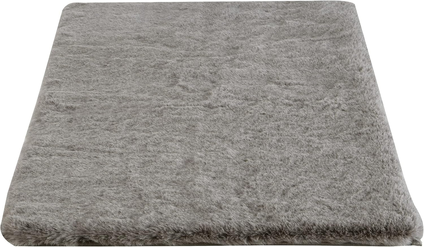 Alfombra baño piel sintética 21x34pulg antiderrap gris