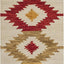 Alfombra pasillo 2'3x7' lana tribal marfil y multicolor