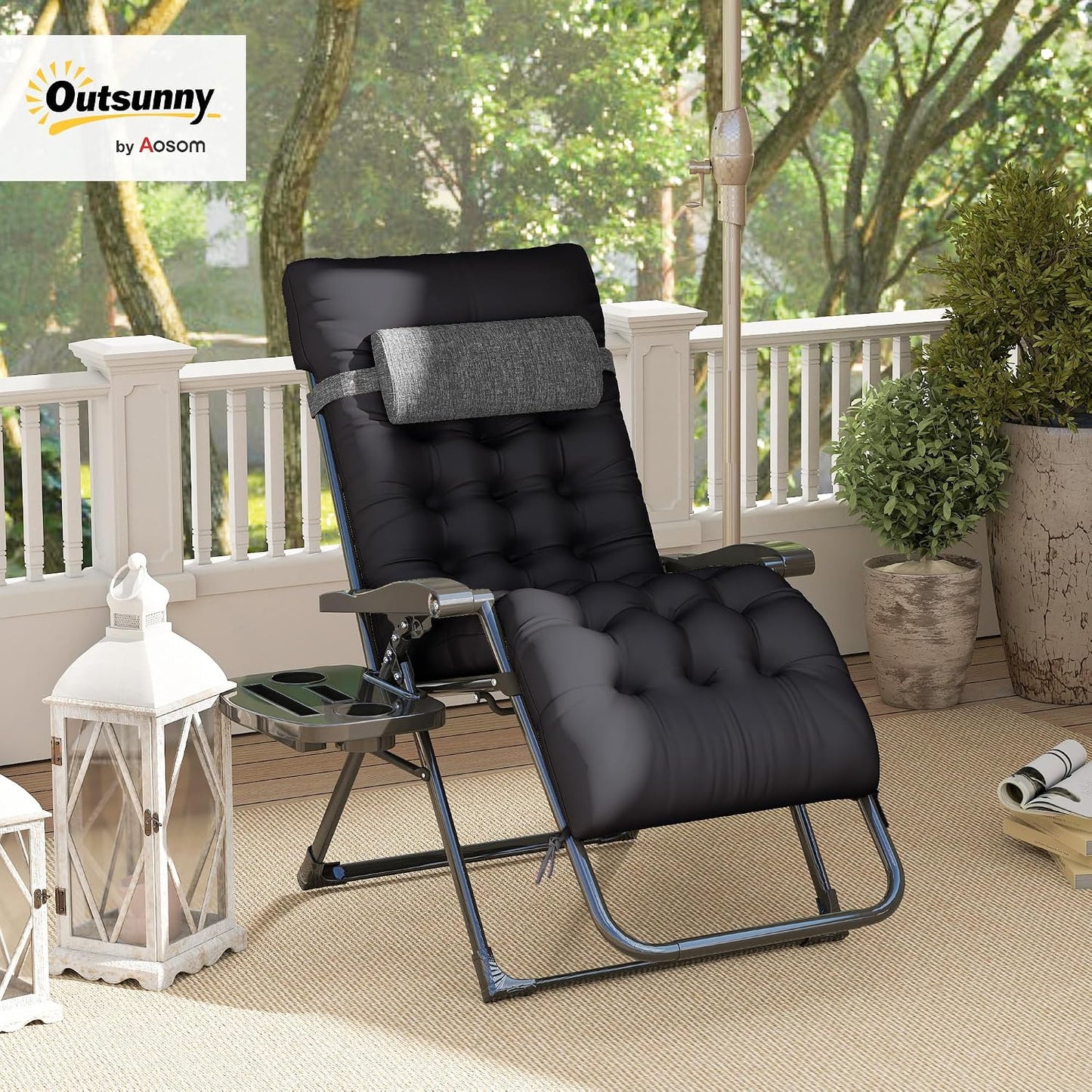 Silla Zero Gravity reclinable plegable cojín 264lb negro