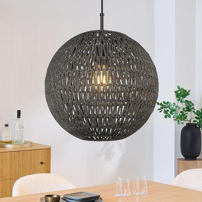 Lámpara colgante ratán bohemio 14pulg ajustable comedor sala