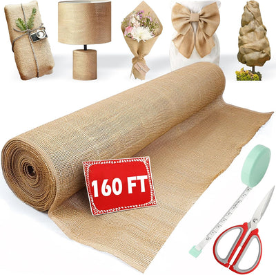Rollo Arpillera 40pulg x 160pies Fibra Yute Natural Patrón Rústico