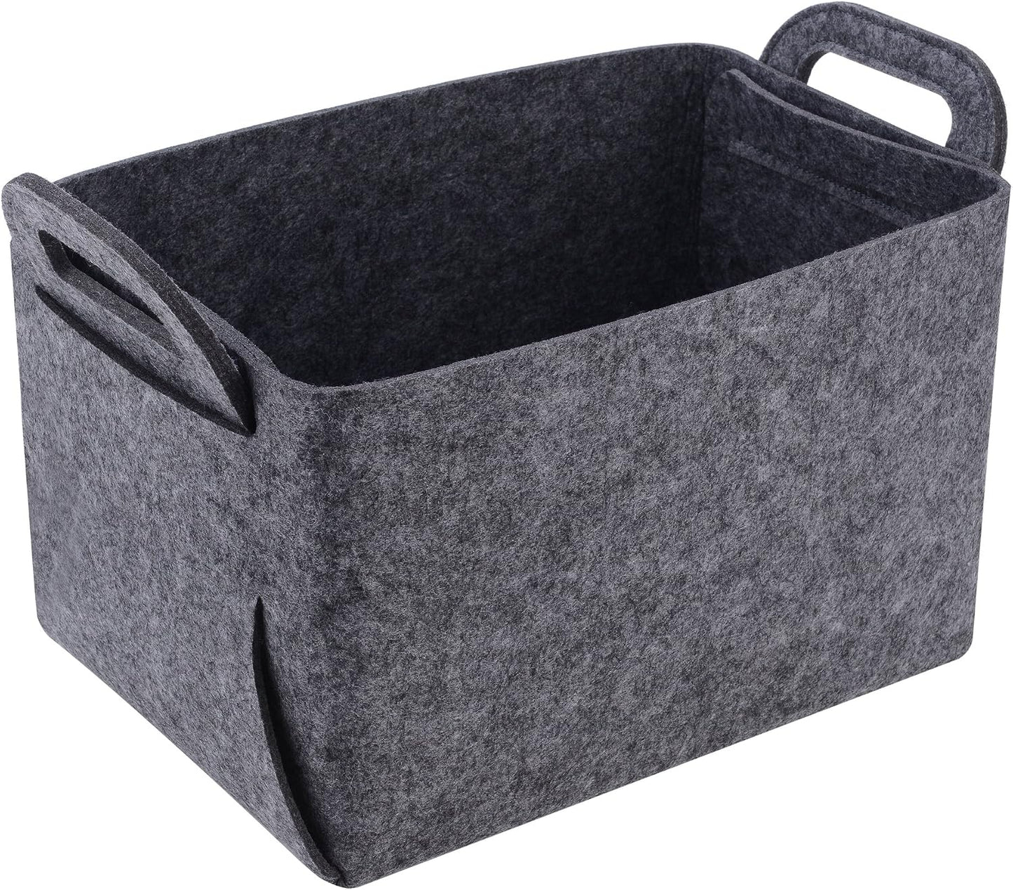 Cesta fieltro plegable con asas para oficina y dormitorio