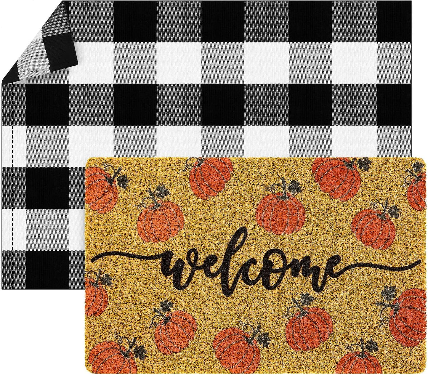 2 Tapetes Calabaza Otoño para Puerta Exterior e Interior