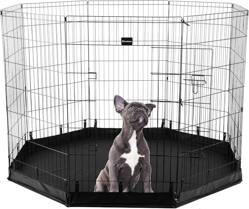 Corral perros plegable metal 24x42pulg puerta tela
