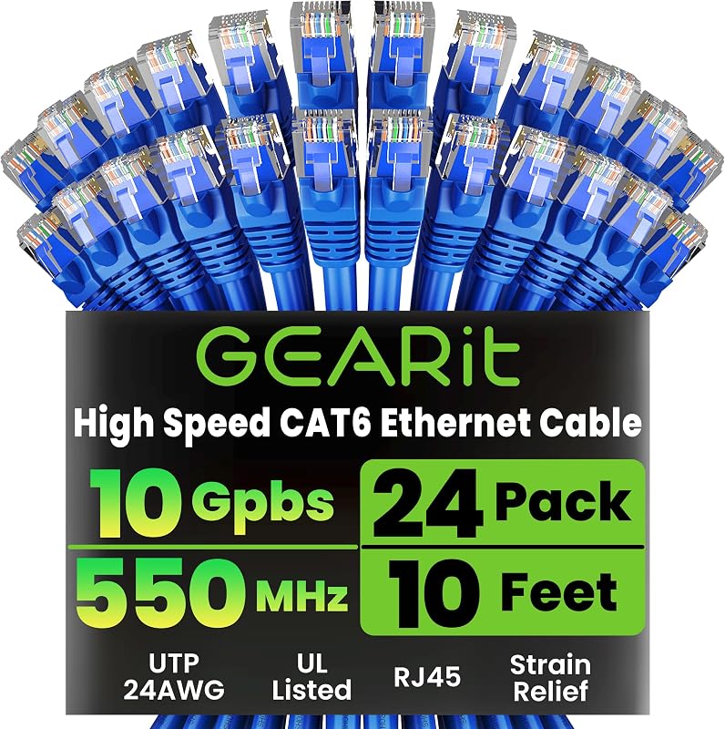 Pack 24 Cables Ethernet Cat6 3m Conectores Dorados 10Gbps