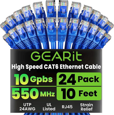 Pack 24 Cables Ethernet Cat6 3m Conectores Dorados 10Gbps
