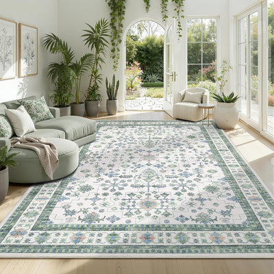Alfombra salvia 8x10ft para sala vintage tribal antideslizante